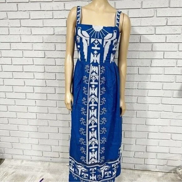 FARM Rio | Dresses | Farm Rio Womens Navy Macaw Embroidered Maxi Dress |  Poshmark